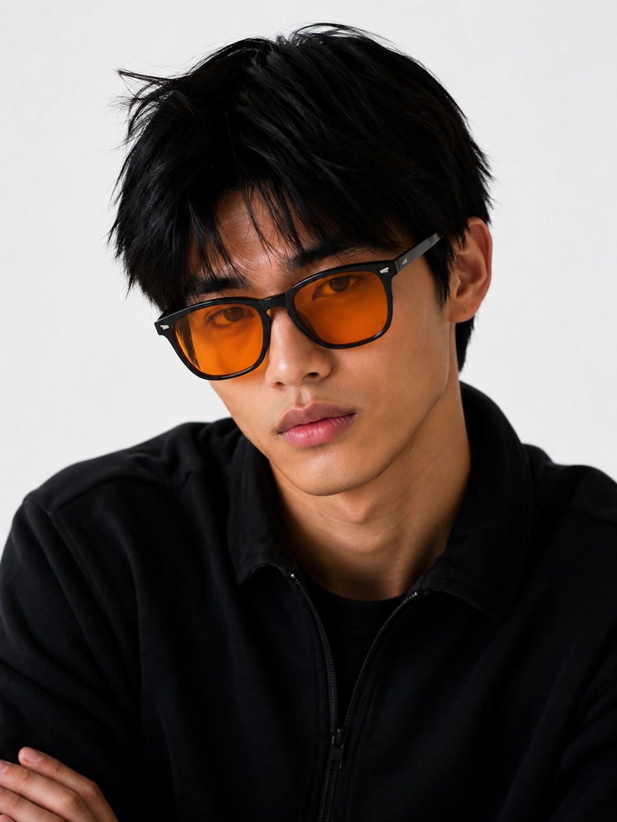 Sleep Glasses Blue Light Blocking - 90% Amber Filter - Night Screen Gaming Black Frame