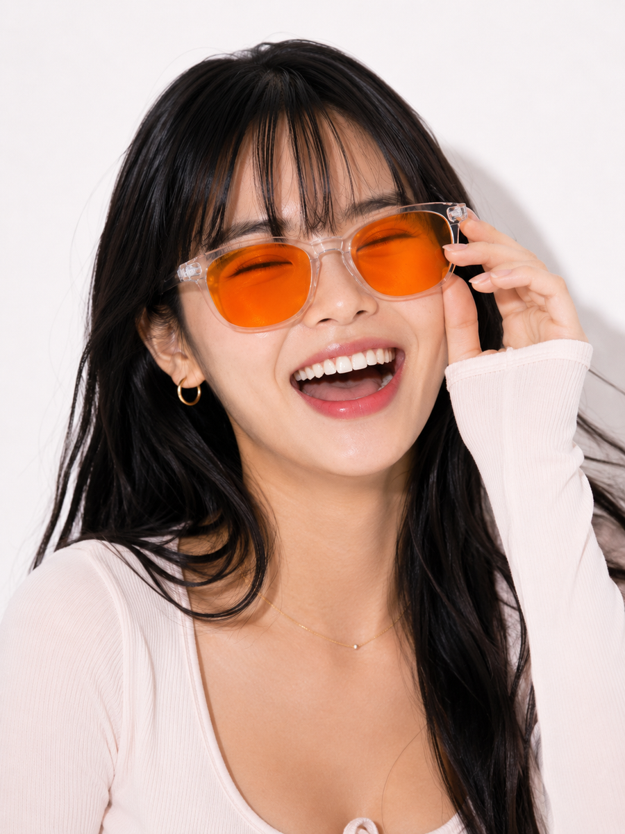 Sleep Glasses Blue Light Blocking - 90% Amber Filter - Night Screen Gaming Clear Frame