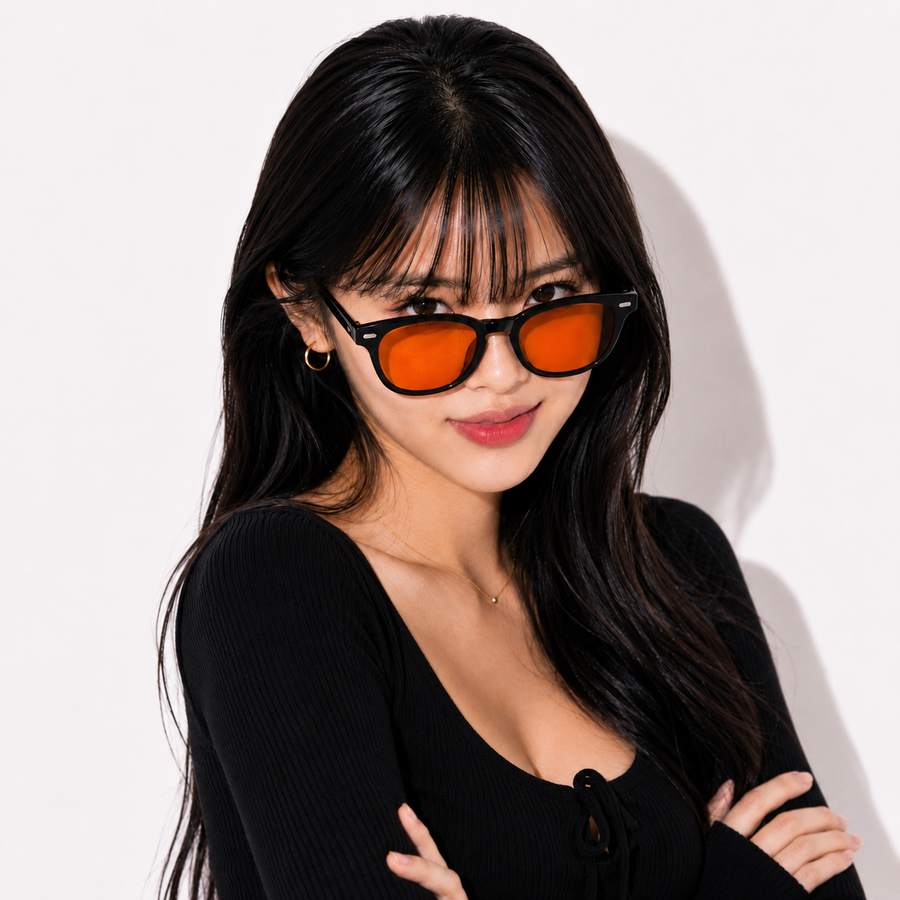 Sleep Glasses Blue Light Blocking - 90% Amber Filter - Night Screen Gaming Black Frame