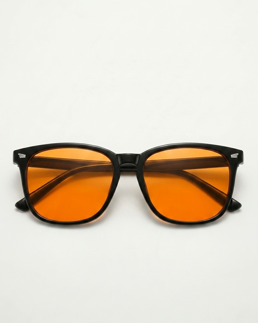 Blue Light Blocking Glasses – Nisalume Night, Black Frame, Amber Lens