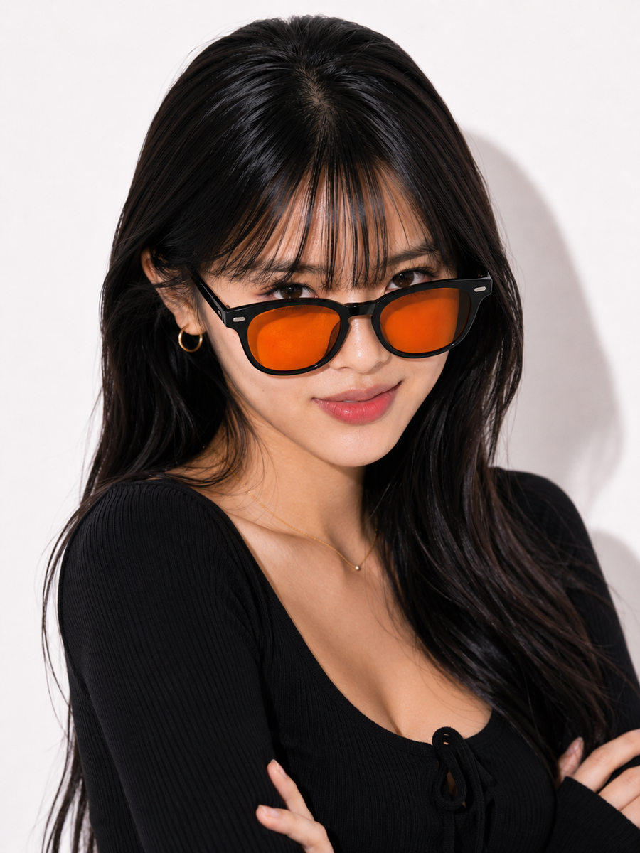 Sleep Glasses Blue Light Blocking - 90% Amber Filter - Night Screen Gaming Black Frame