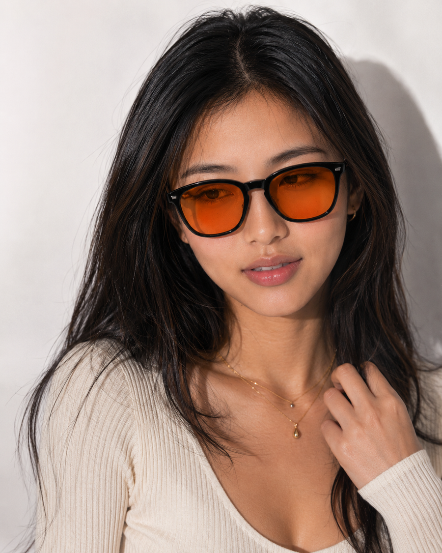 Sleep Glasses Blue Light Blocking - 90% Amber Filter - Night Screen Gaming Black Frame
