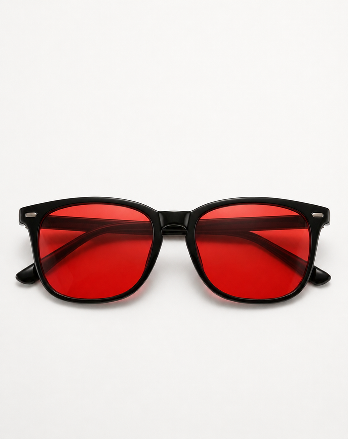 Blue Light Blocking Glasses – Nisalume Night, Black Frame, Red Lens