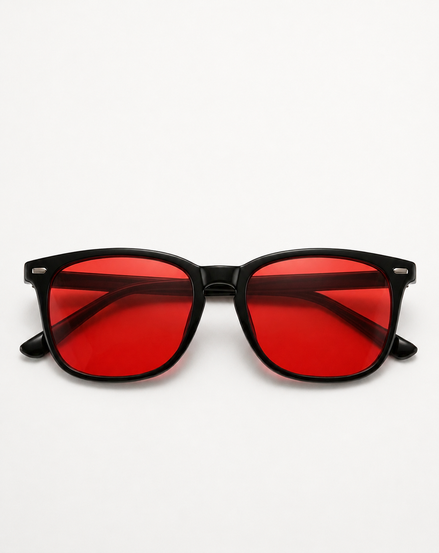 Blue Light Blocking Glasses – Nisalume Night, Black Frame, Red Lens
