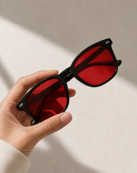 Blue Light Blocking Glasses – Nisalume Night, Black Frame, Red Lens