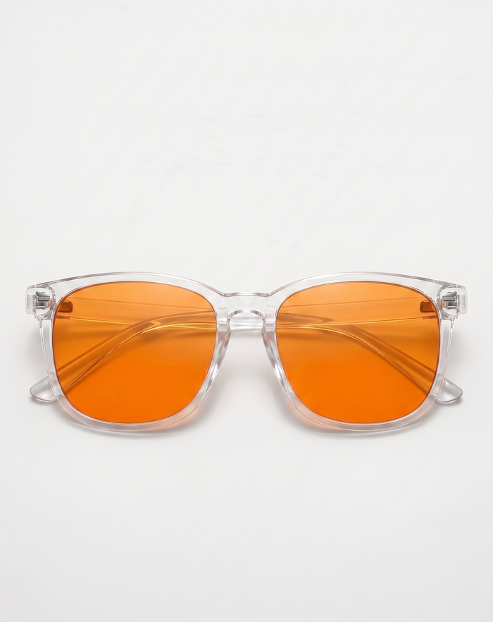 Blue Light Blocking Glasses – Nisalume Night, Clear Frame, Amber Lens