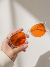 Blue Light Blocking Glasses – Nisalume Night, Clear Frame, Amber Lens