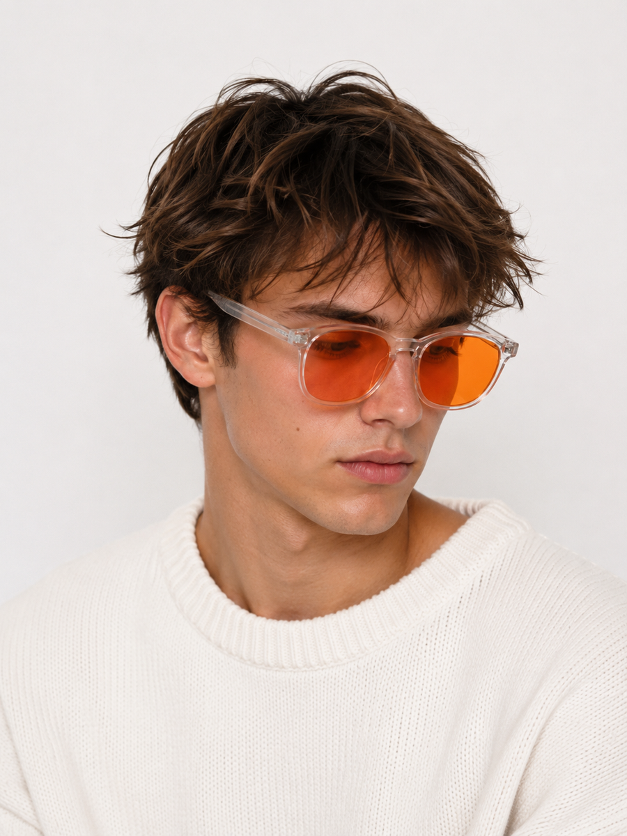 Sleep Glasses Blue Light Blocking - 90% Amber Filter - Night Screen Gaming Clear Frame