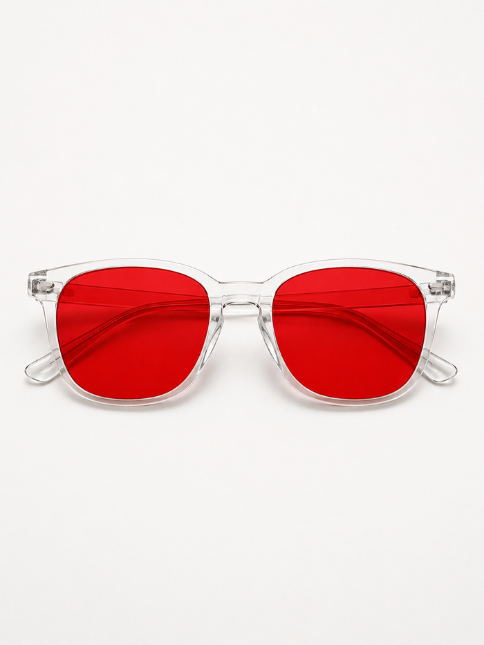 Blue Light Blocking Glasses – Nisalume Night, Clear Frame, Red Lens