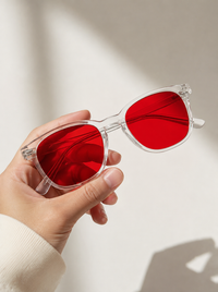 Blue Light Blocking Glasses – Nisalume Night, Clear Frame, Red Lens