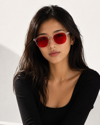 Blue Light Blocking Glasses – Nisalume Night, Clear Frame, Red Lens