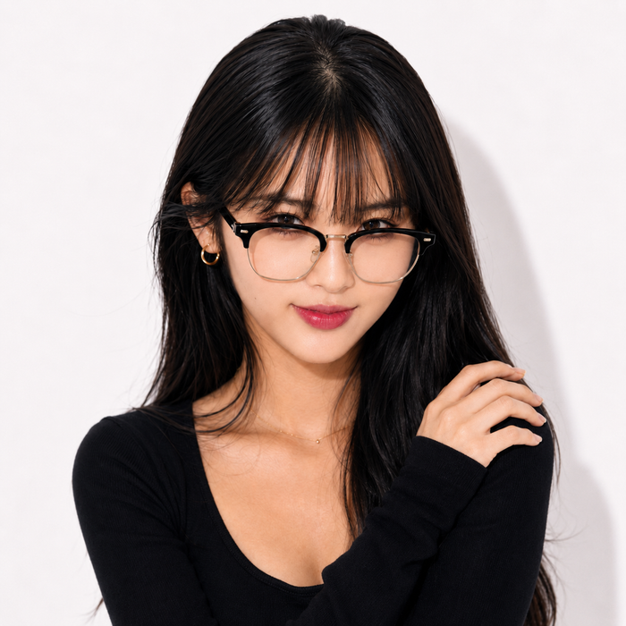 Blue Light Blocking Computer Glasses - Eye Strain Screen Gaming Study - Black Gold Frame